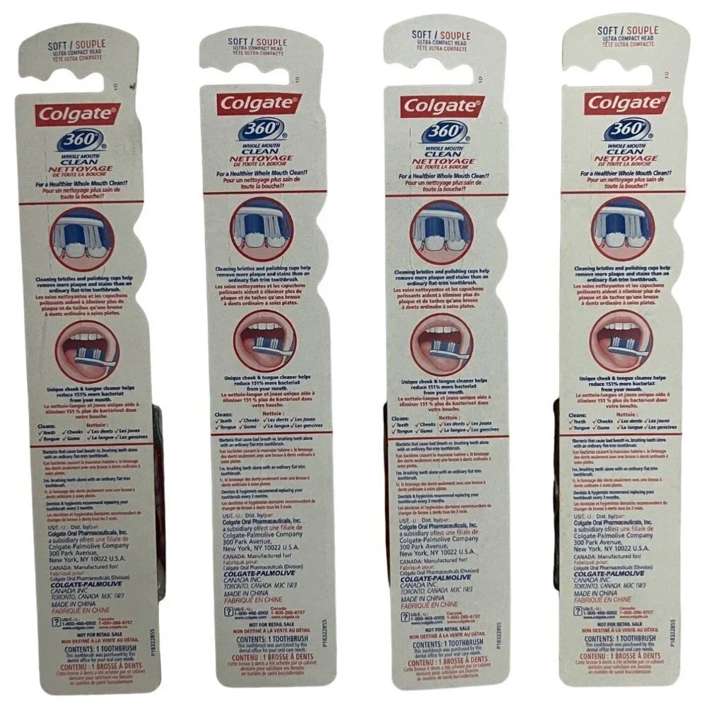 Lot of 4 Colgate 360 Whole Mouth Clean Soft Ultra Compact Adult Toothbrush New